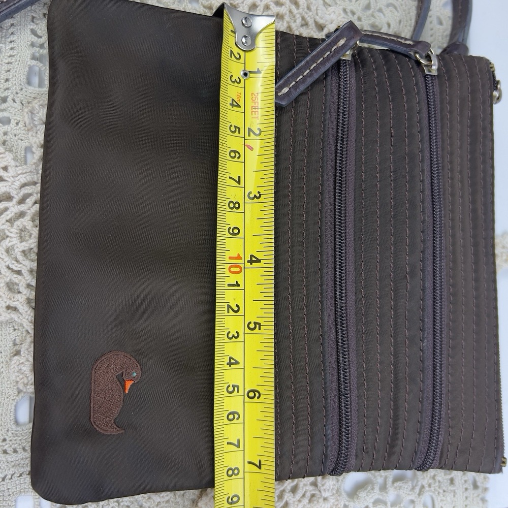 Dooney Bourke Brown Nylon North South Triple Zipper Crossbody Shoulder Bag - Picture 12 of 14